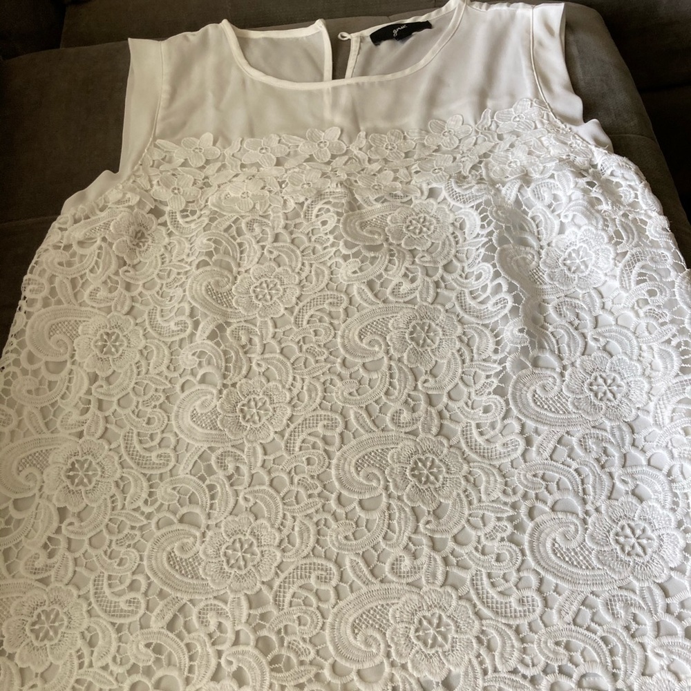 White summer lace flower blouse